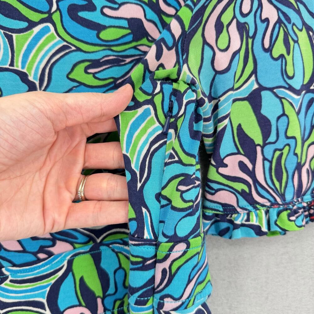 Lilly Pulitzer Blanca Teal Green Rehearsal Print Mermaidcore Floral Preppy Dress - Picture 10 of 13